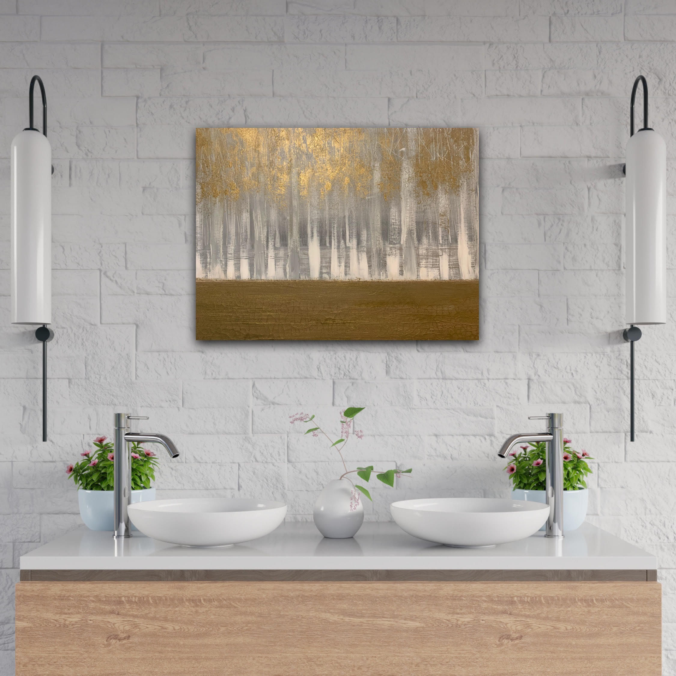 Trees of Gold - 28" x 22" Acrylic Painting - Abstract Forest Painting