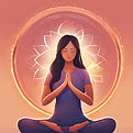 woman meditating with hands clasped together and light emanating from the inside
