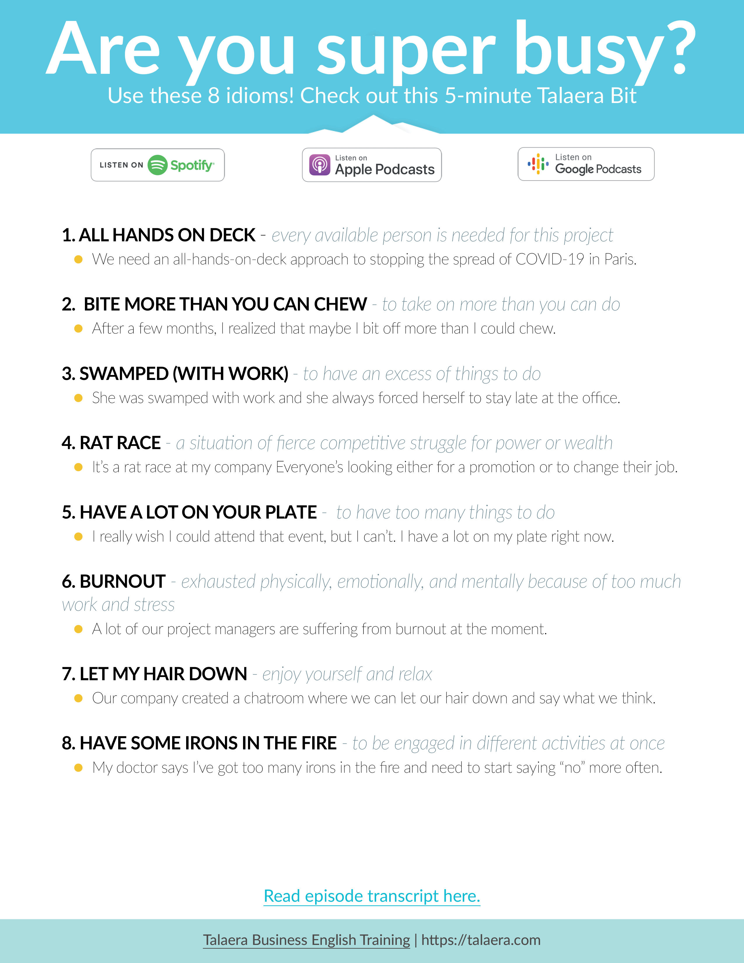 Idioms for when you are busy