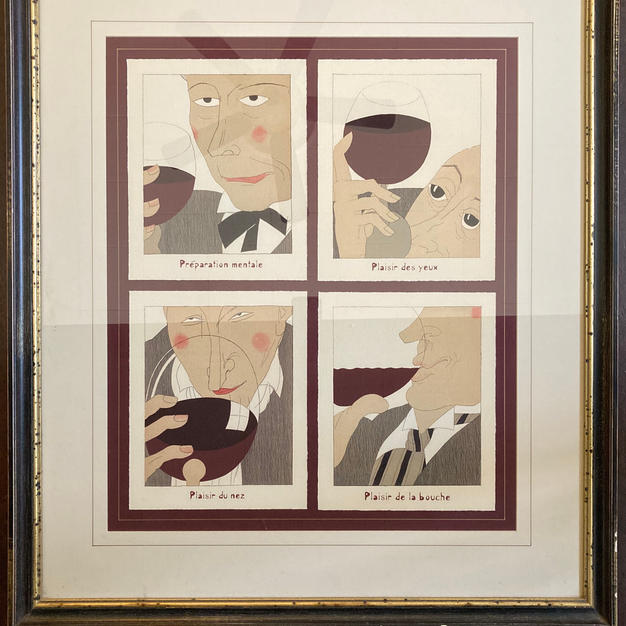 Chatom Vineyards - Framed "Monseigneur le Vin: The Art of Drinking Wine" Illustration $100 Starting Bid
