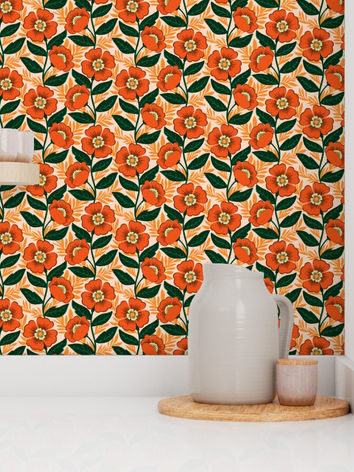 Wallpaper in Orange flower garden
