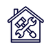 House icon with hammer and wrench showing DruxTech home repair and remodeling services in Medina OH