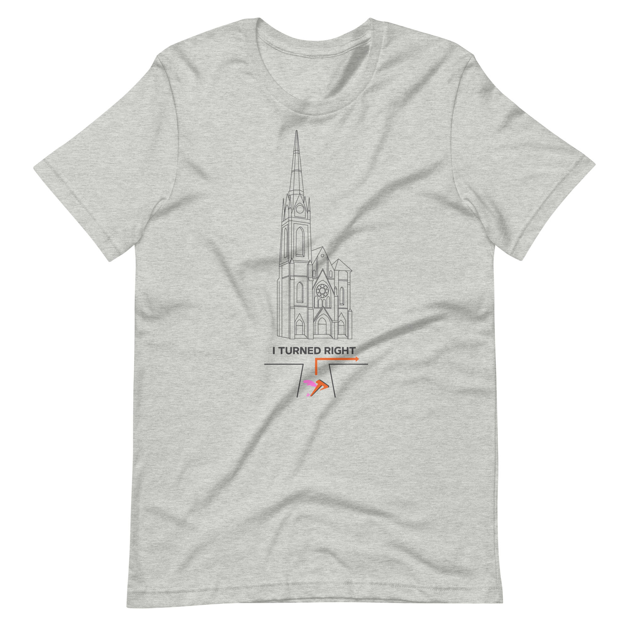 I TURNED RIGHT - Unisex Heathered Gray Tee
