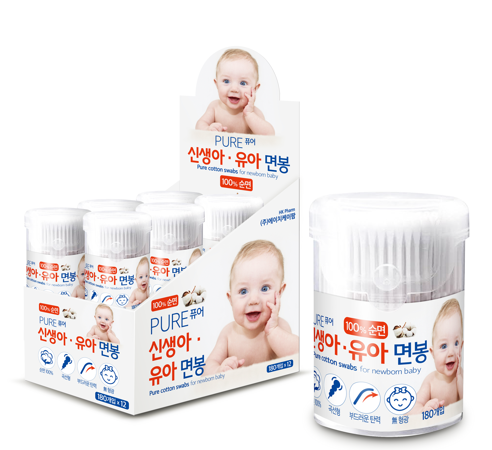 맑은나라 신생아 유아면봉 180P
