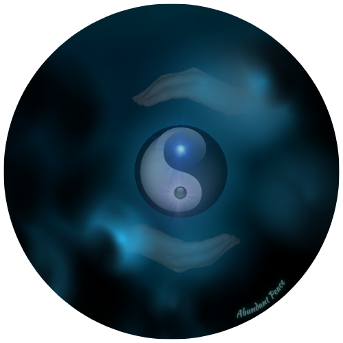 Thumbnail: Custom Unisex Meditation Yin Yang Hands in Hunter Green Cotton limited ed Tshirt