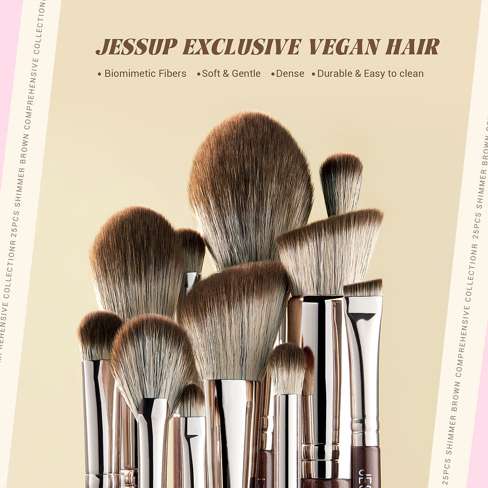 Thumbnail: Jessup Makeup Brushes Set 15/25pcs Premium Synthetic Brown Make up Brushes Found