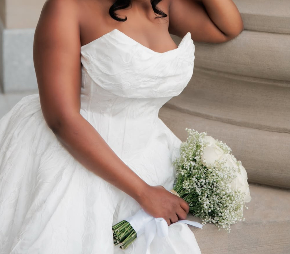 Classic white Rose and baby breathe bridal bouquet
