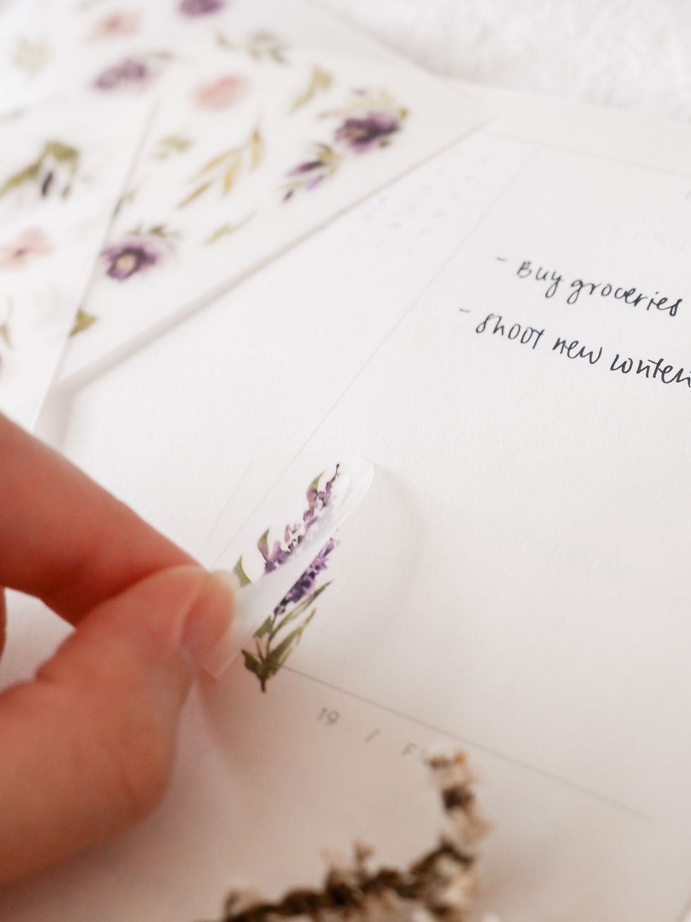 Thumbnail: Pink and Purple flowers | Mu Craft Print-On Sticker