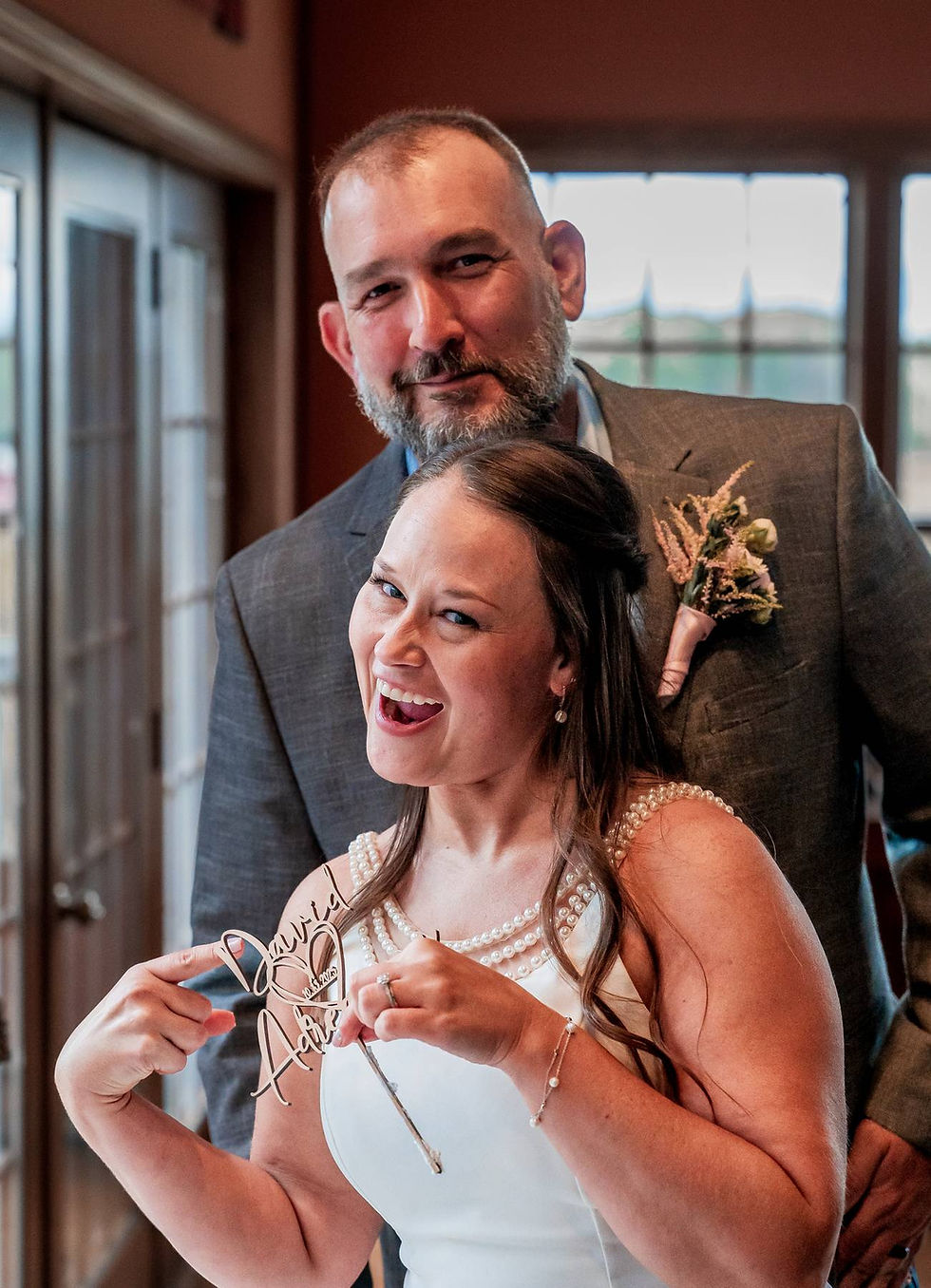 Elopement Couple celebrating their cake cutting privately.