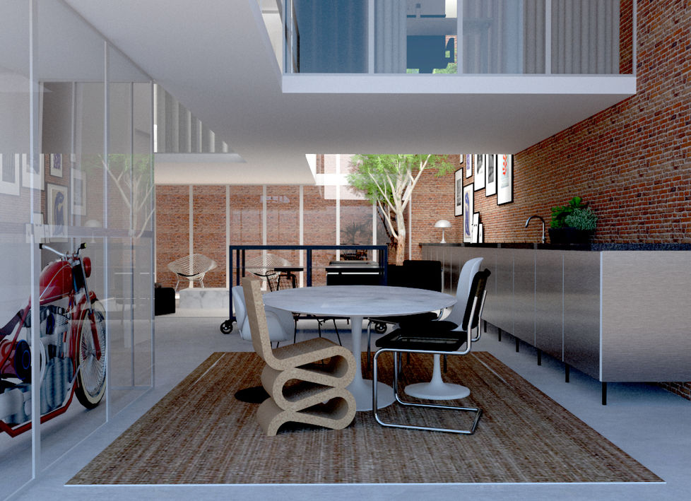 Split level loft Rotterdam dining room interior design architect