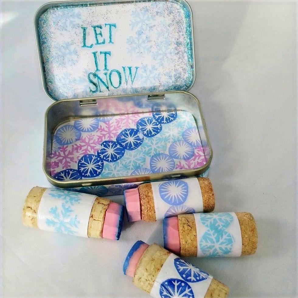 DIY Wine Cork Snowflake Hand-Carved Stamp Set by Autumn Hathaway