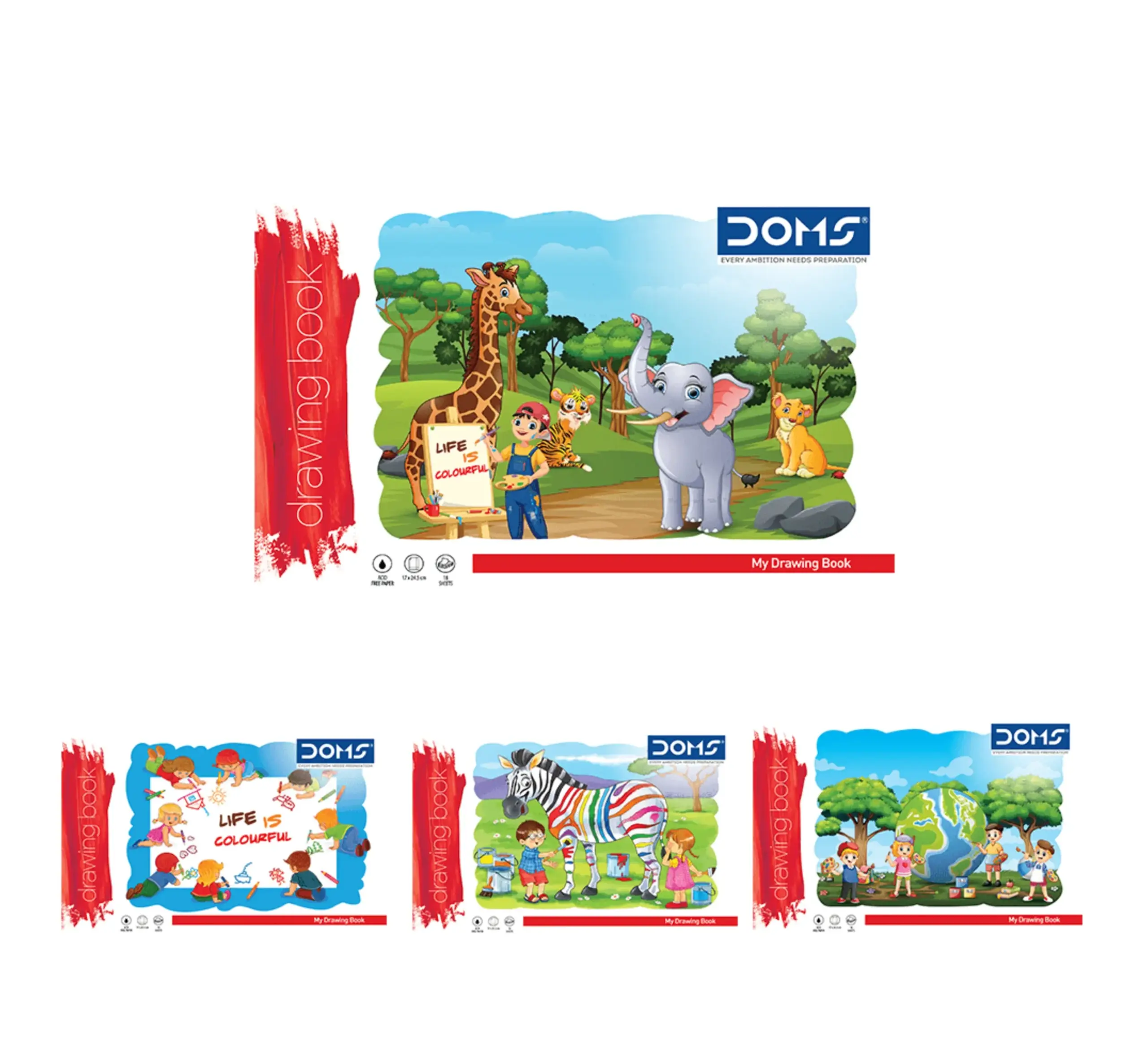 Doms Drawing book plain Red