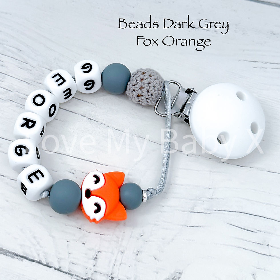 Thumbnail: Personalised Fox Dummy Clip Custom Soother Holder Newborn Gift MAM Clip