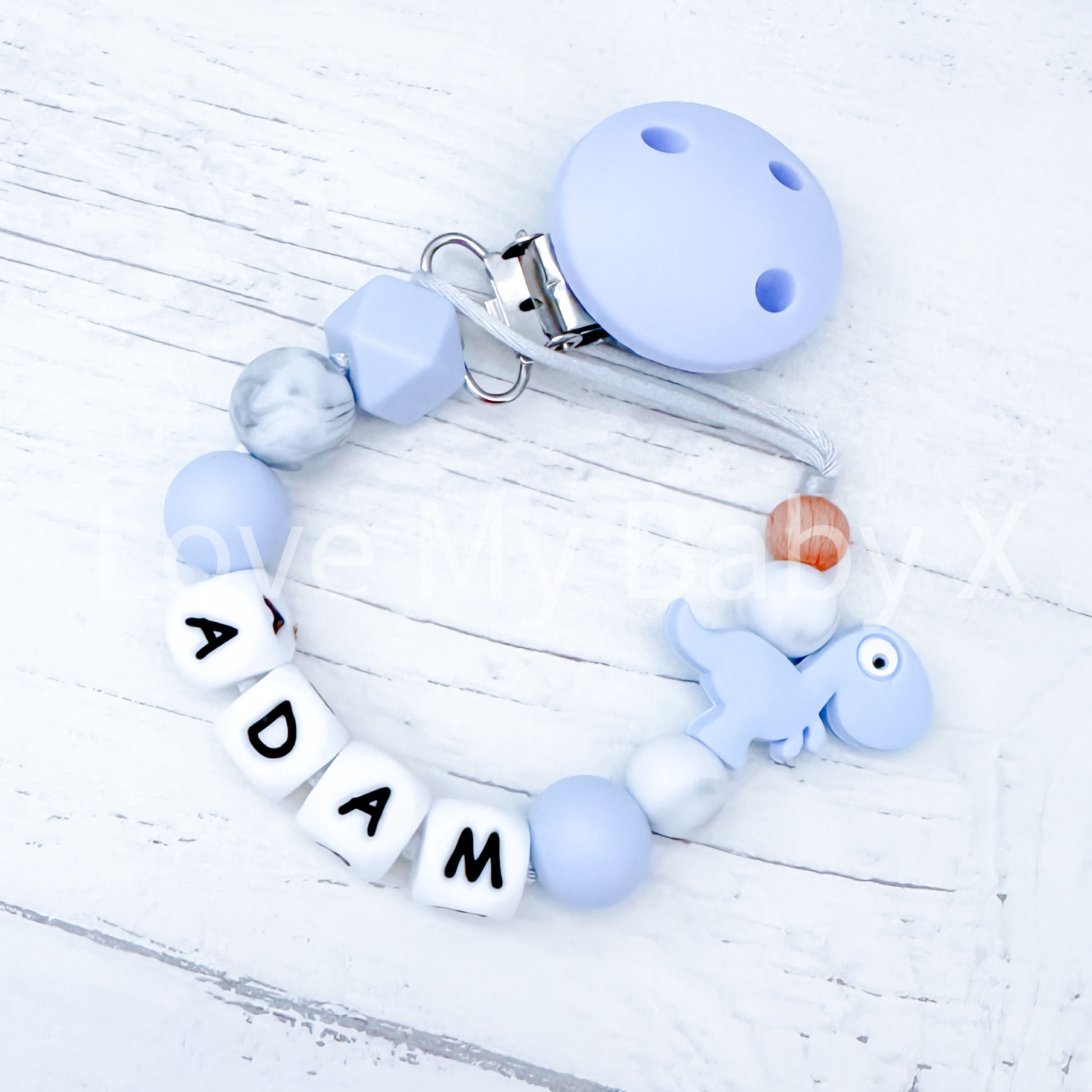 dinosaur soother holder paci chain