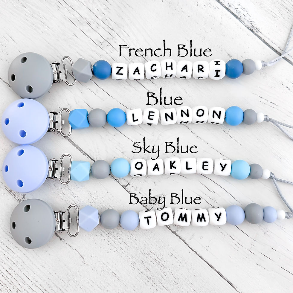 Thumbnail: Personalised White Pastel Dummy Clip Name Soother Holder New Baby Gift Mam Clip