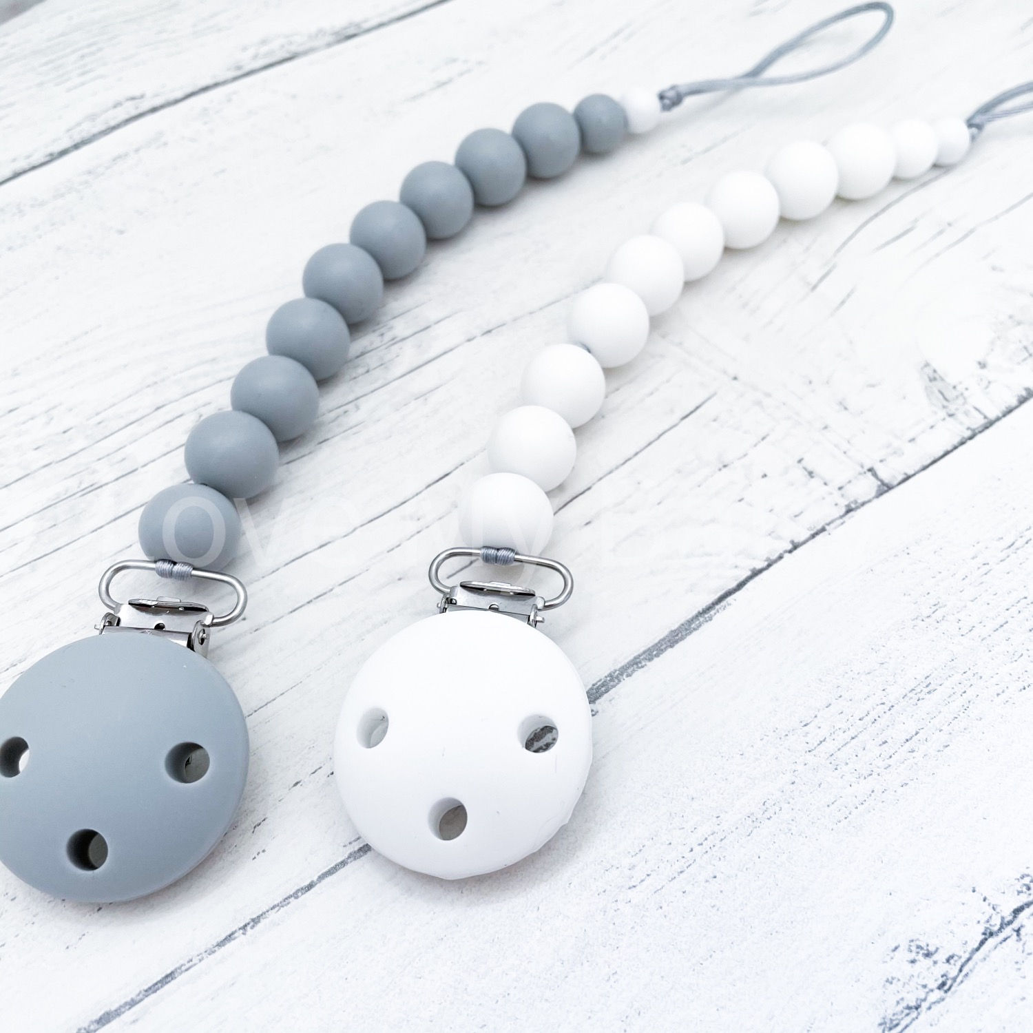 Simple Pastel Dummy Clip Personalised Soother holder New baby gift Boho Baby