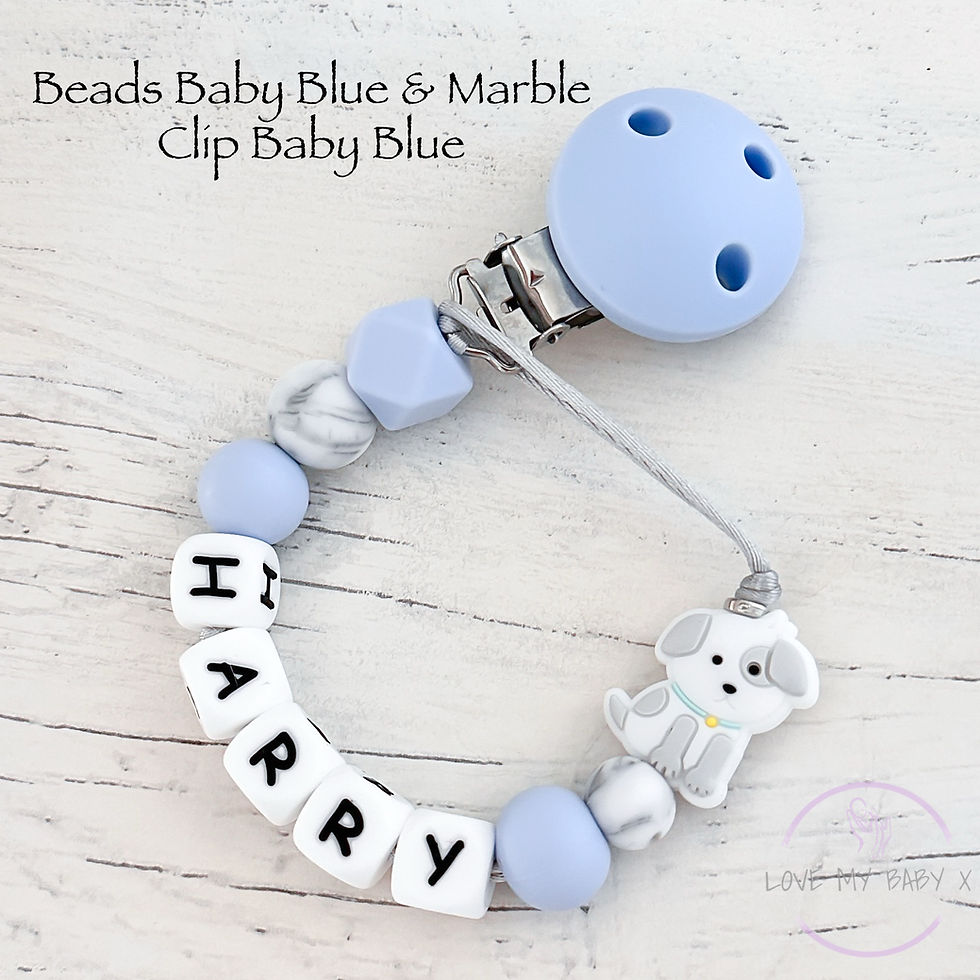 Thumbnail: Dog soother clip Personalised Puppy MAM dummy holder Animal New Baby Gift Custom