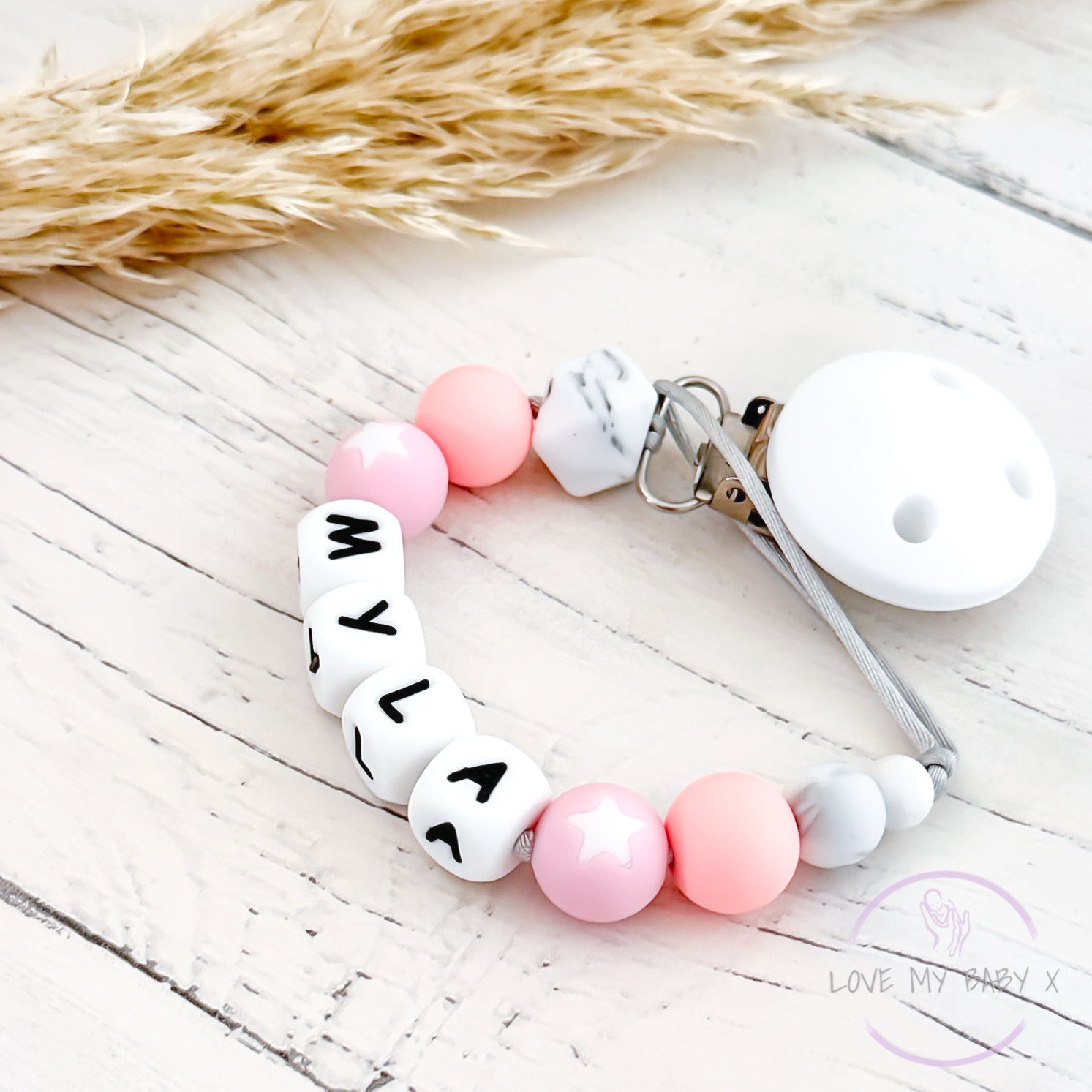 Name Soother Holder Pastel Stars Baby Stocking gift baby shower gift