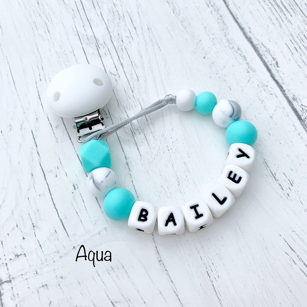 Thumbnail: Bespoke Flexible Marble and Pink Dummy Clips Soother holder for girls