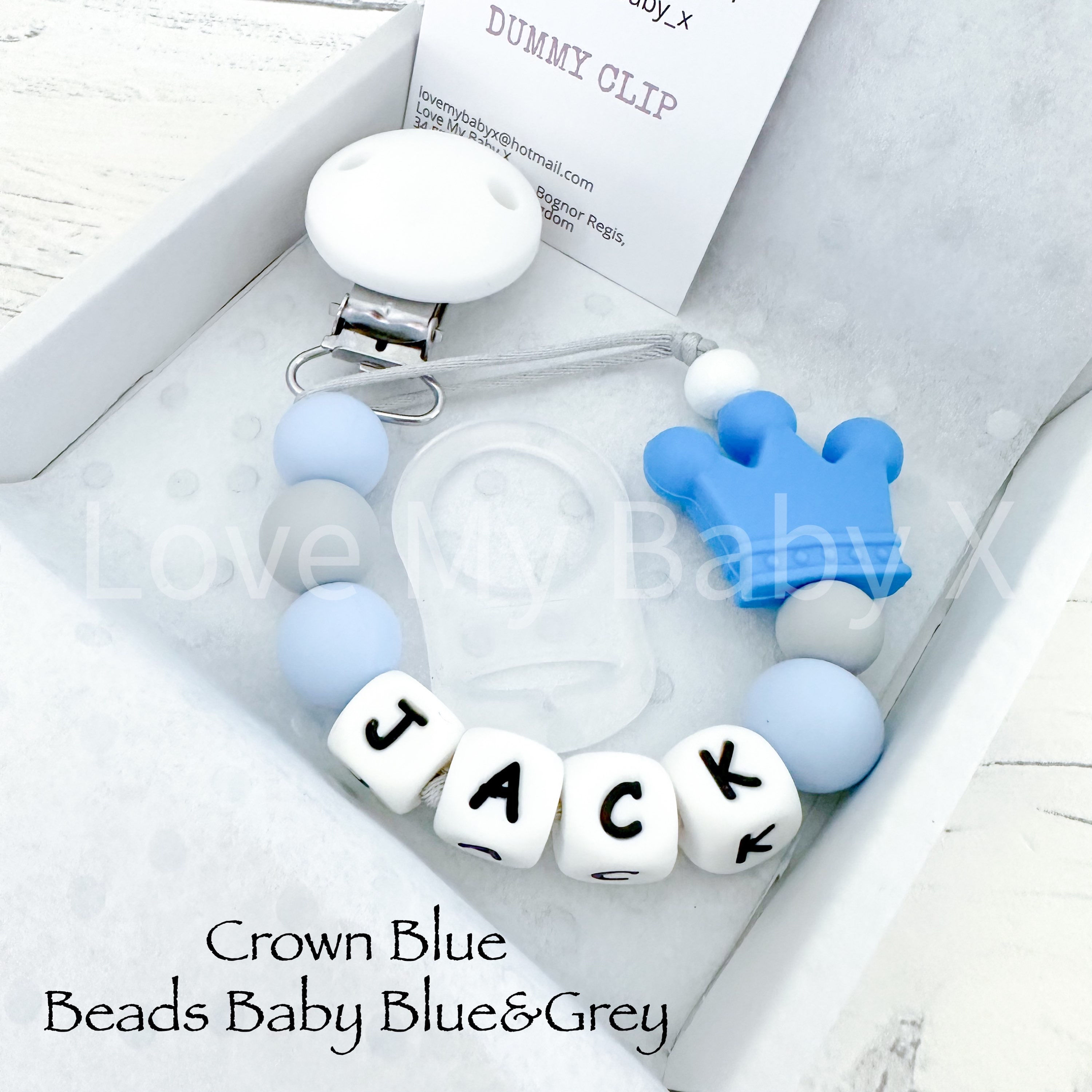 Crown Pastel Personalised Dummy Clip