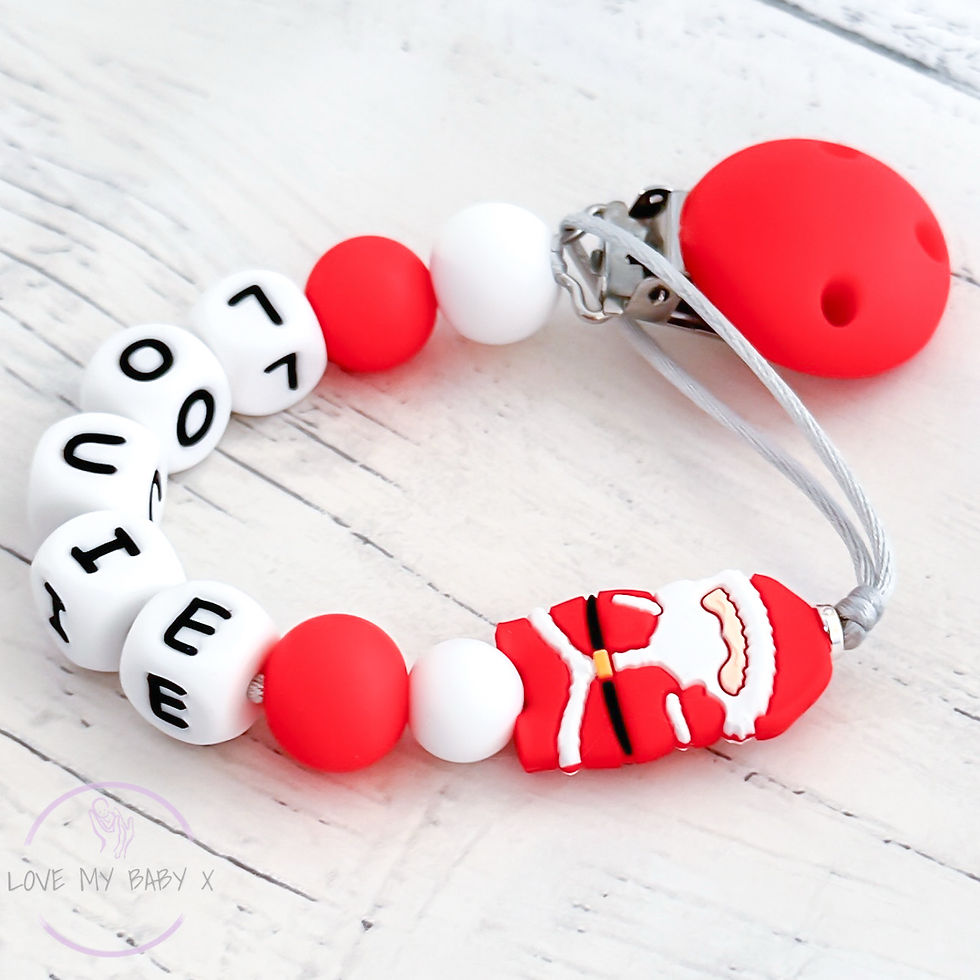Thumbnail: Santa Christmas Personalised Dummy Clip Baby Stocking Filler Soother holder Gift