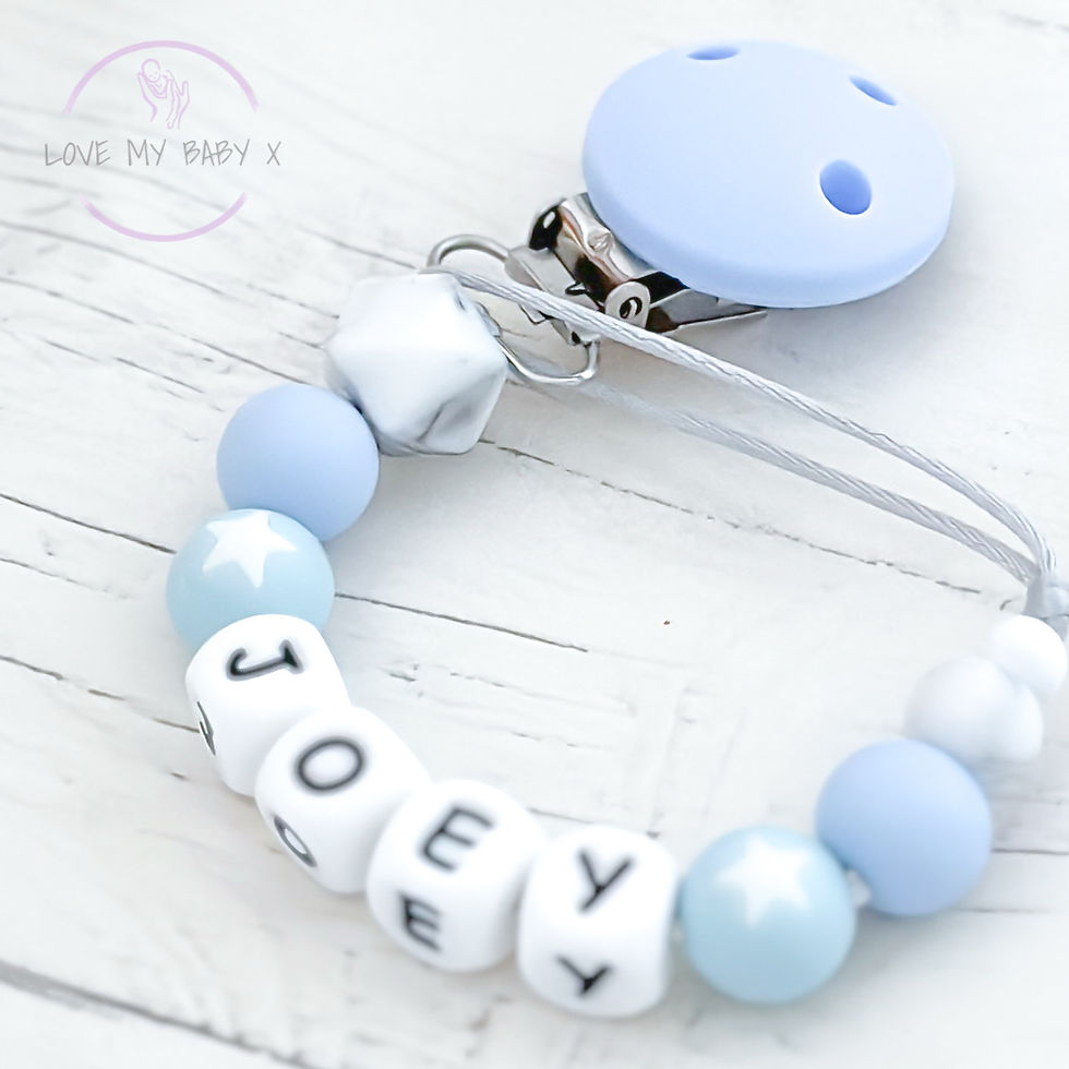Thumbnail: Name Soother Holder Pastel Stars Baby Stocking gift baby shower gift 