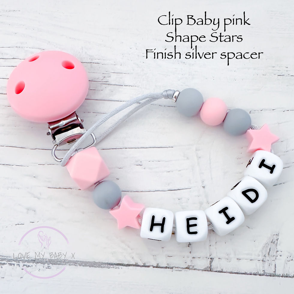 Thumbnail: Design your dummy clip customised star soother holder Personalised BIBS holder