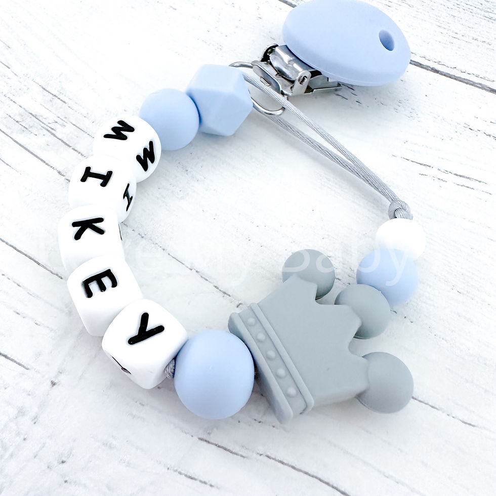 Thumbnail: Crown Personalised Dummy Clip Prince Soother Holder Princess Mam Chain