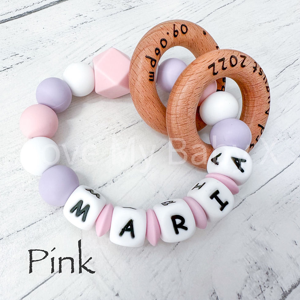 Thumbnail: Pink Teething Rattle Baby First Teether