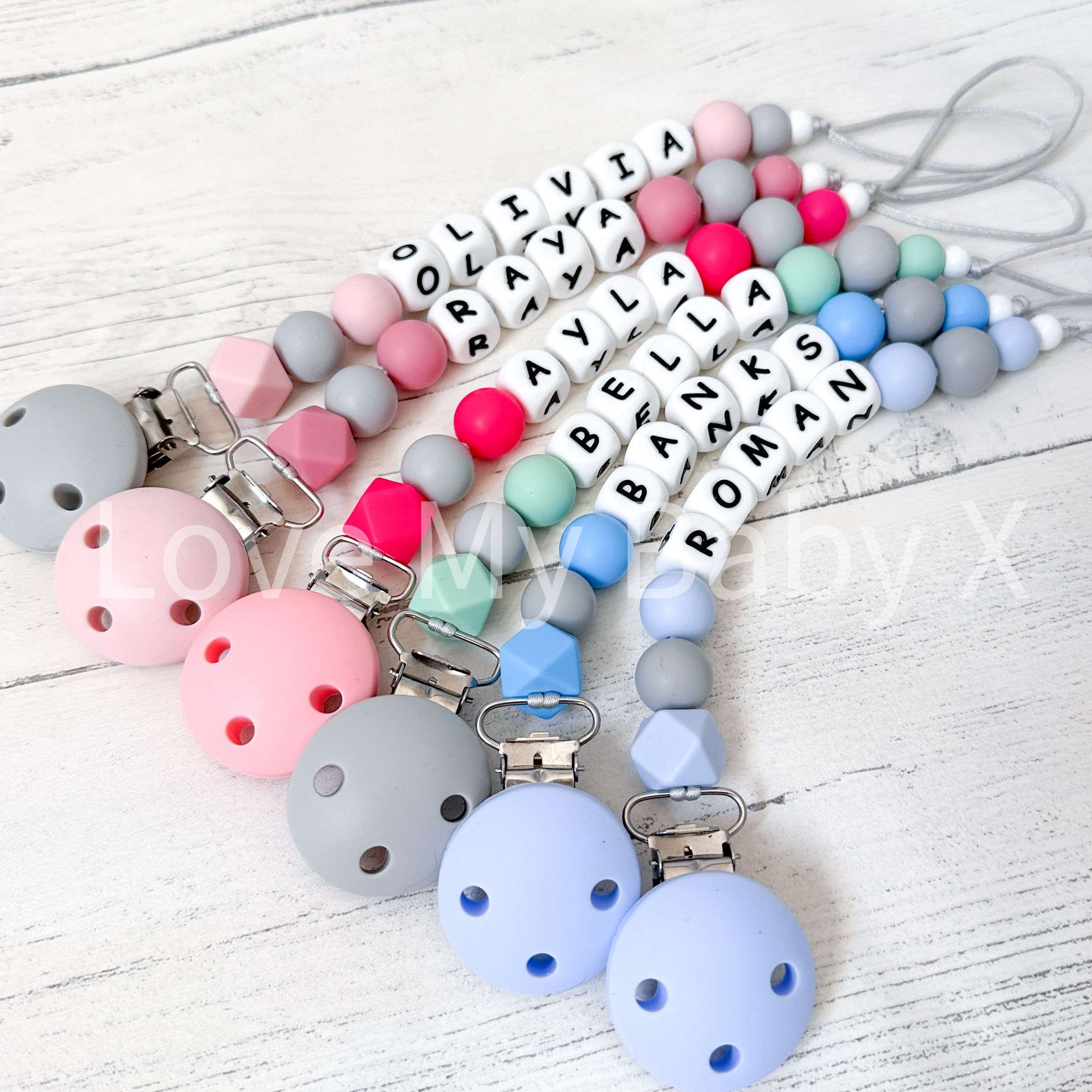 pastel soother holder customised