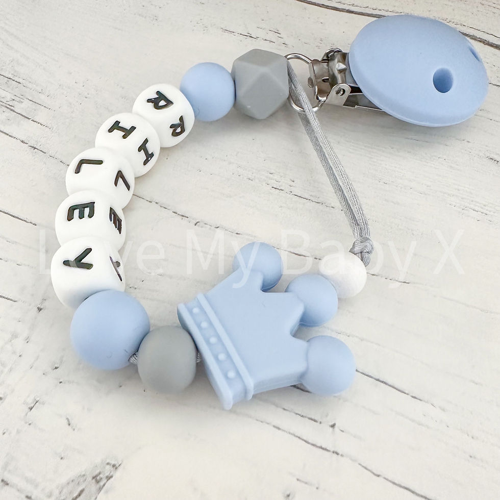 Thumbnail: Crown Pastel Personalised Dummy Clip
