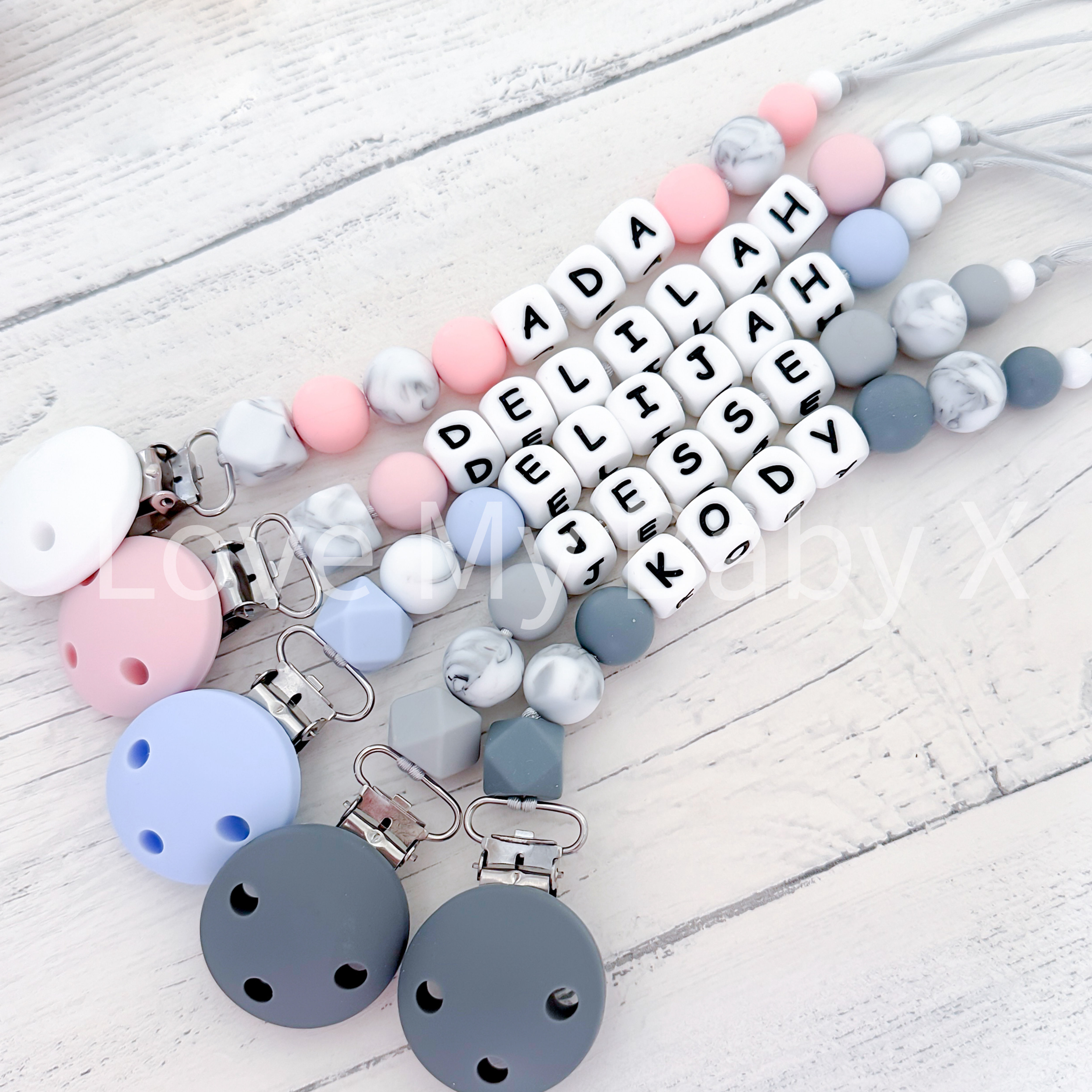 neutral mam dummy clip personalised