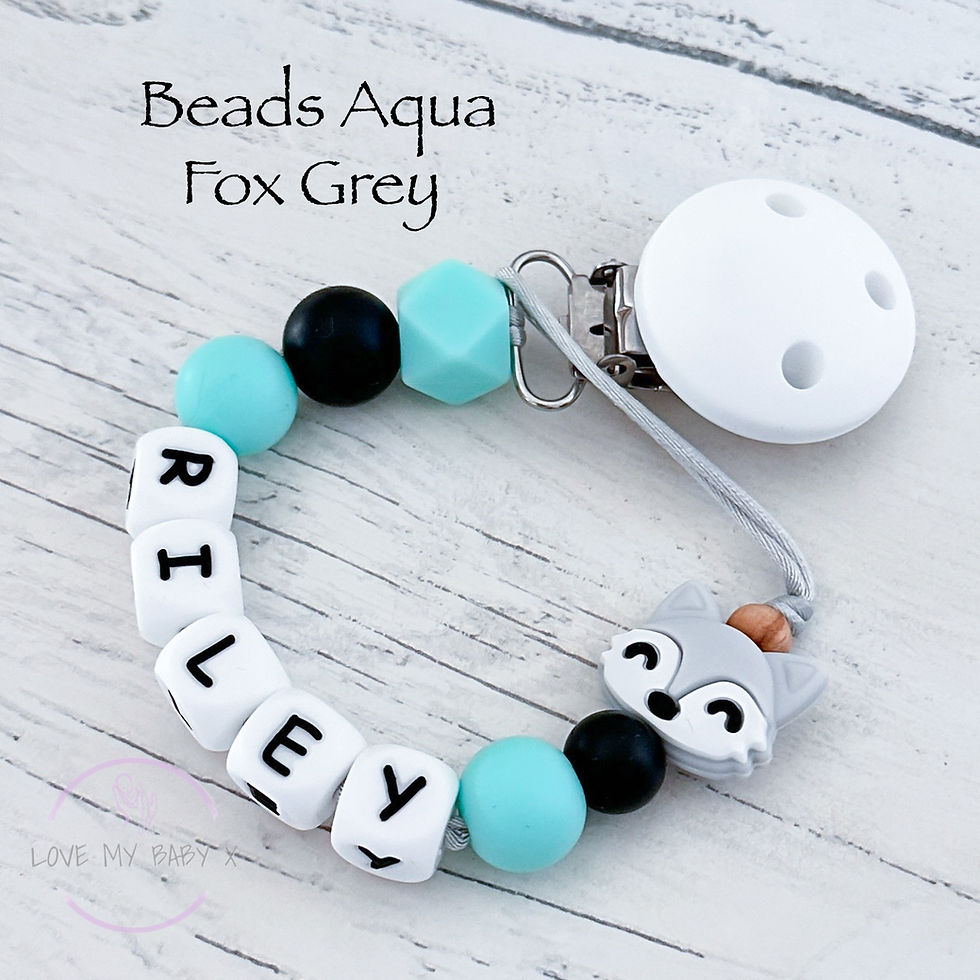 Thumbnail: Fox dummy clip personalised baby soother holder first birthday baby shower gift 