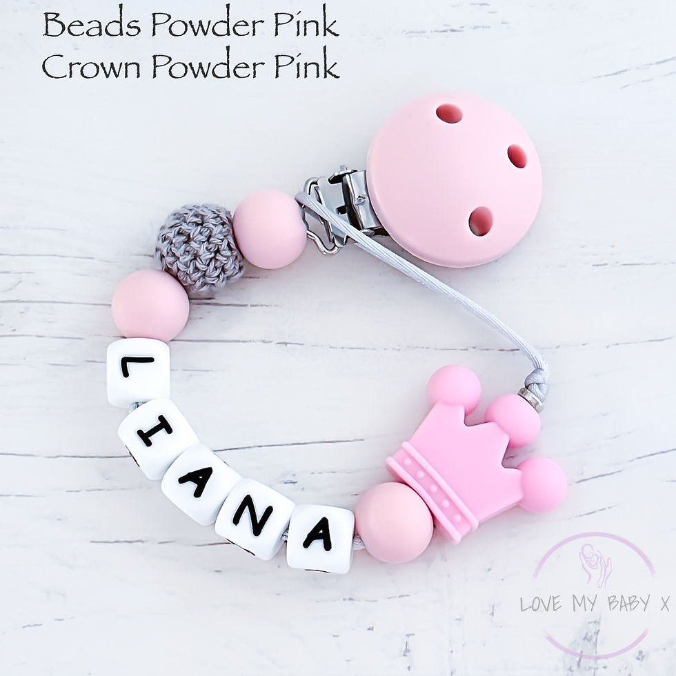 Thumbnail: Princess Crown Textures Personalised Dummy Clip Baby Mam Clip Soother Holder