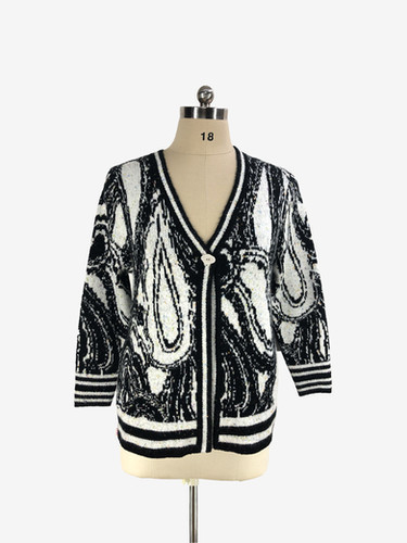 Women's Black and White Paisley Print 