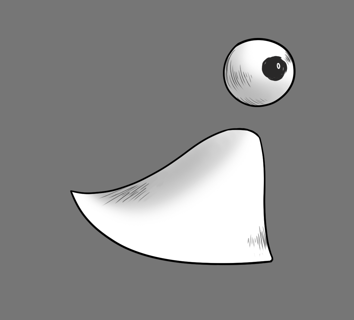 Character animation of the white character walking in a 2D platformer