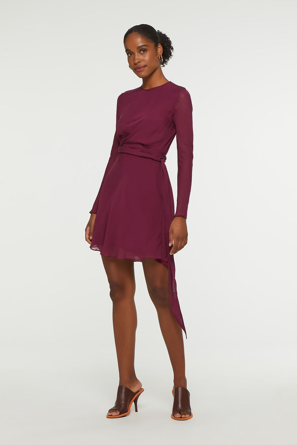 Miniatura: Vestido De Georgette Pesado Curto Roxo Berry Frente Cruzada Animale