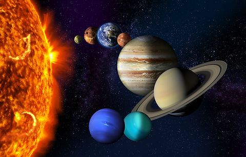 Sun and the planets of our Solar system on starry space background. Image elements furnish