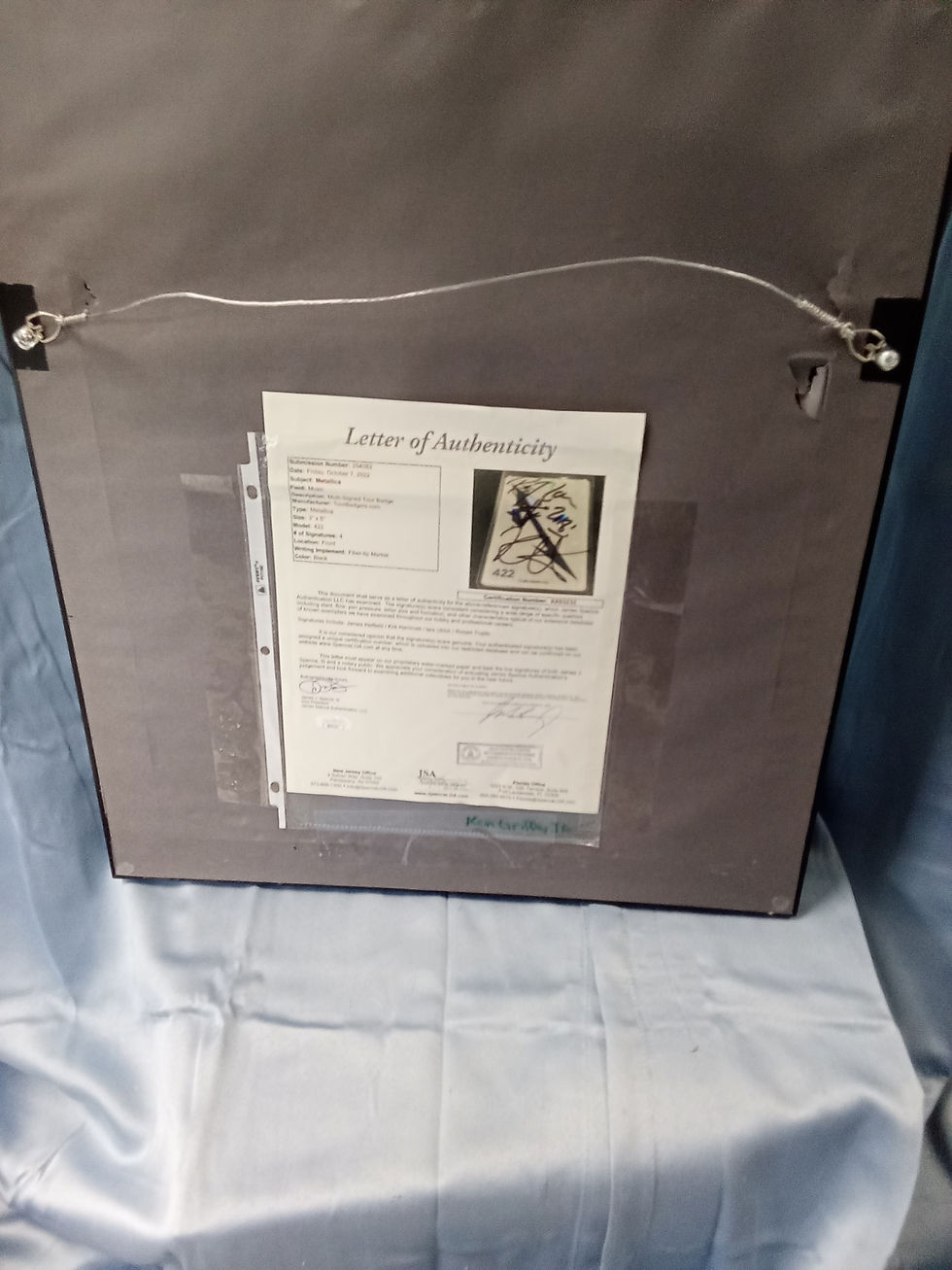 Thumbnail: Metallica Cut Signature — JSA Authenticated