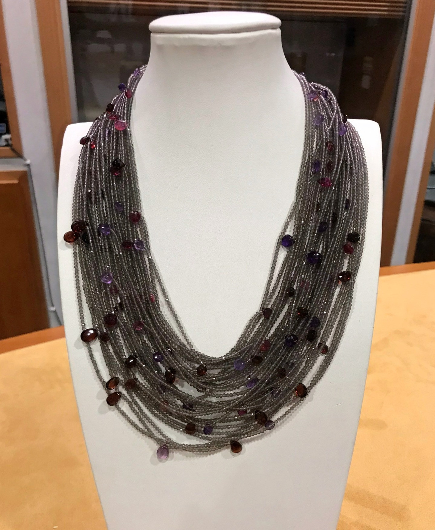 Giro collo in labradorite e ametiste
