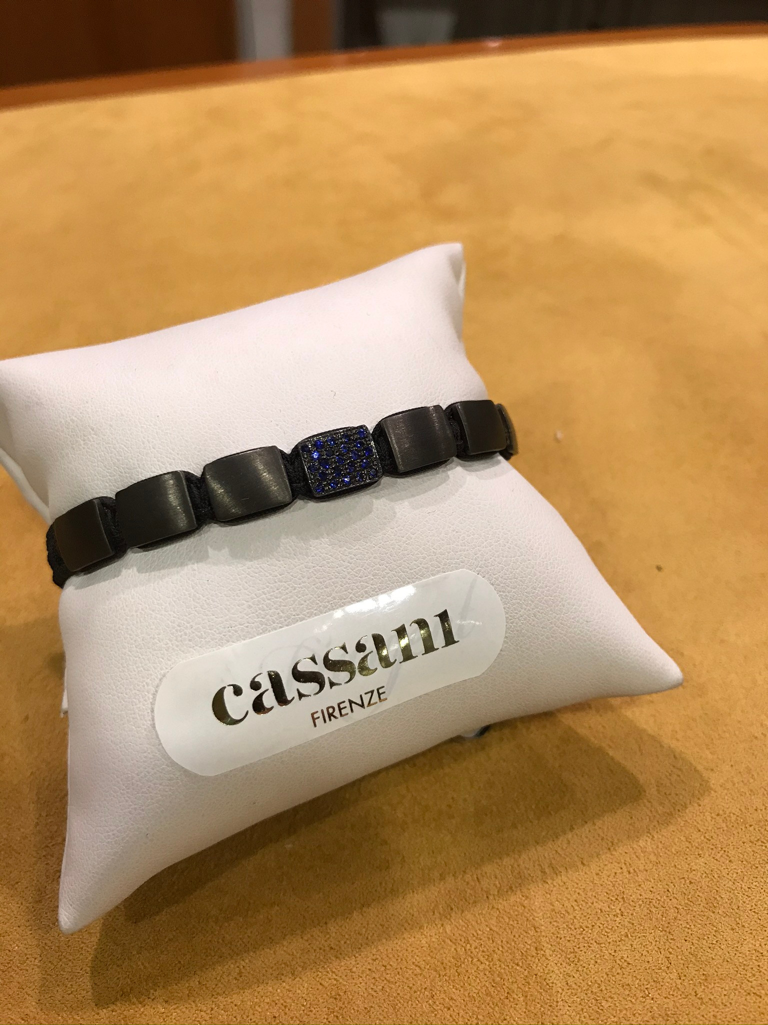Bracciale Uomo Argento brunito e Zaffiri