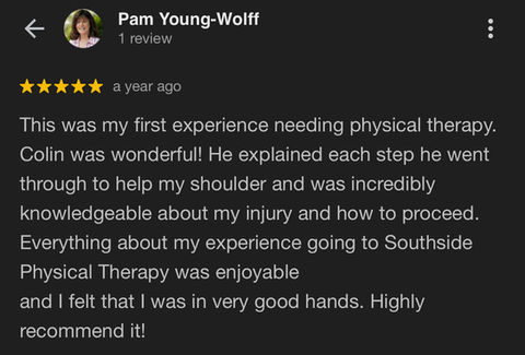 shoulder pain alleviated by knowledgeable and trusted therapist