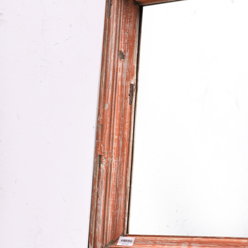 ヴィンテージミラー 壁掛け 木製フレーム チーク インド製