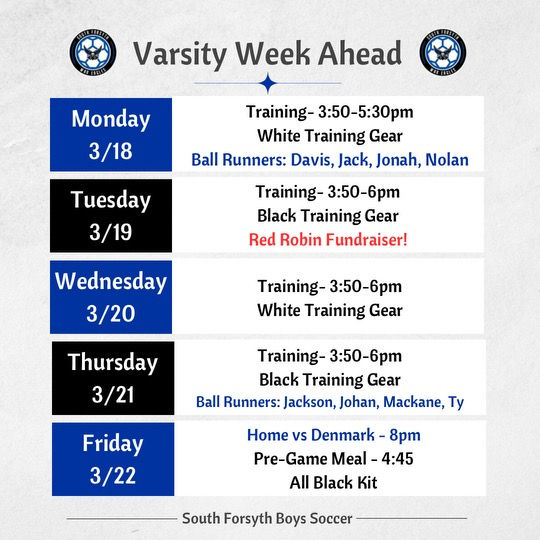 SFHS Boys - Varsity Training