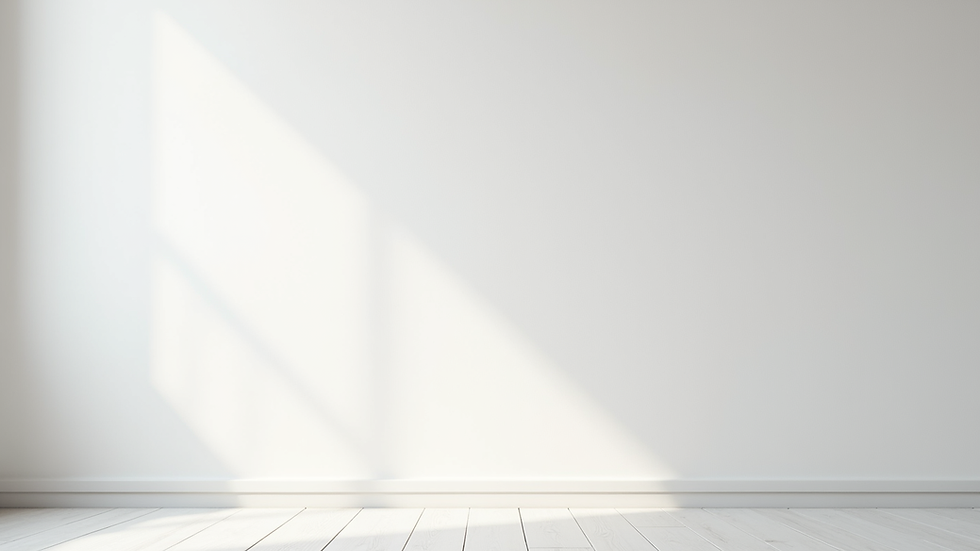 Eye-level view of a freshly painted bedroom wall with smooth white finish