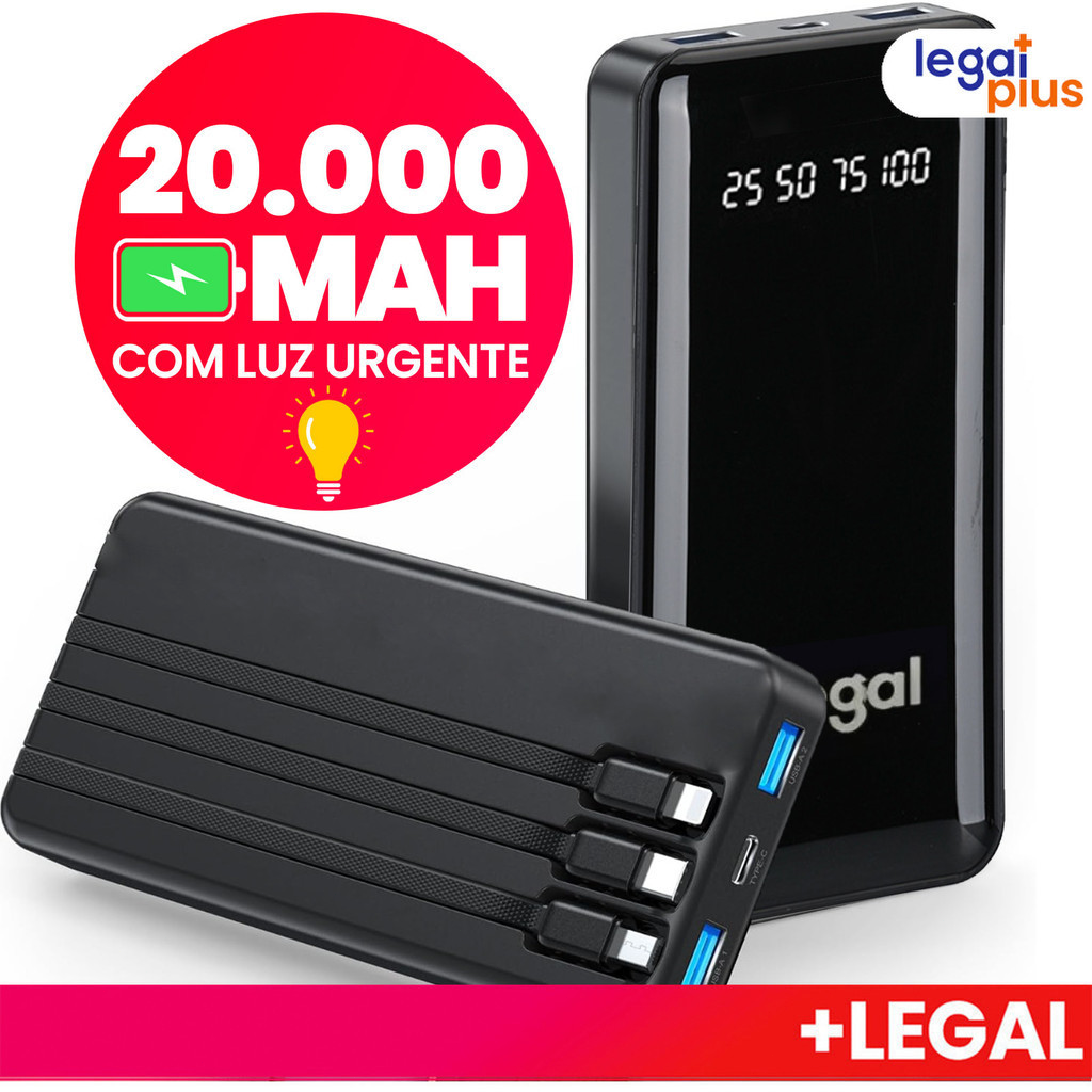 Carregador portátil com bateria de grande capacidade de 20.000 mAh