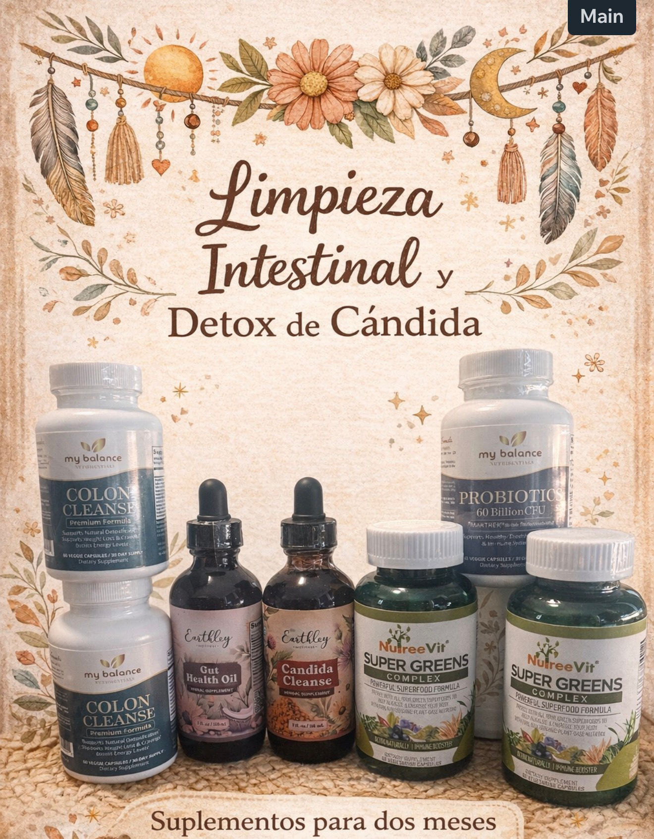 Set intestinal con suplementos para dos meses