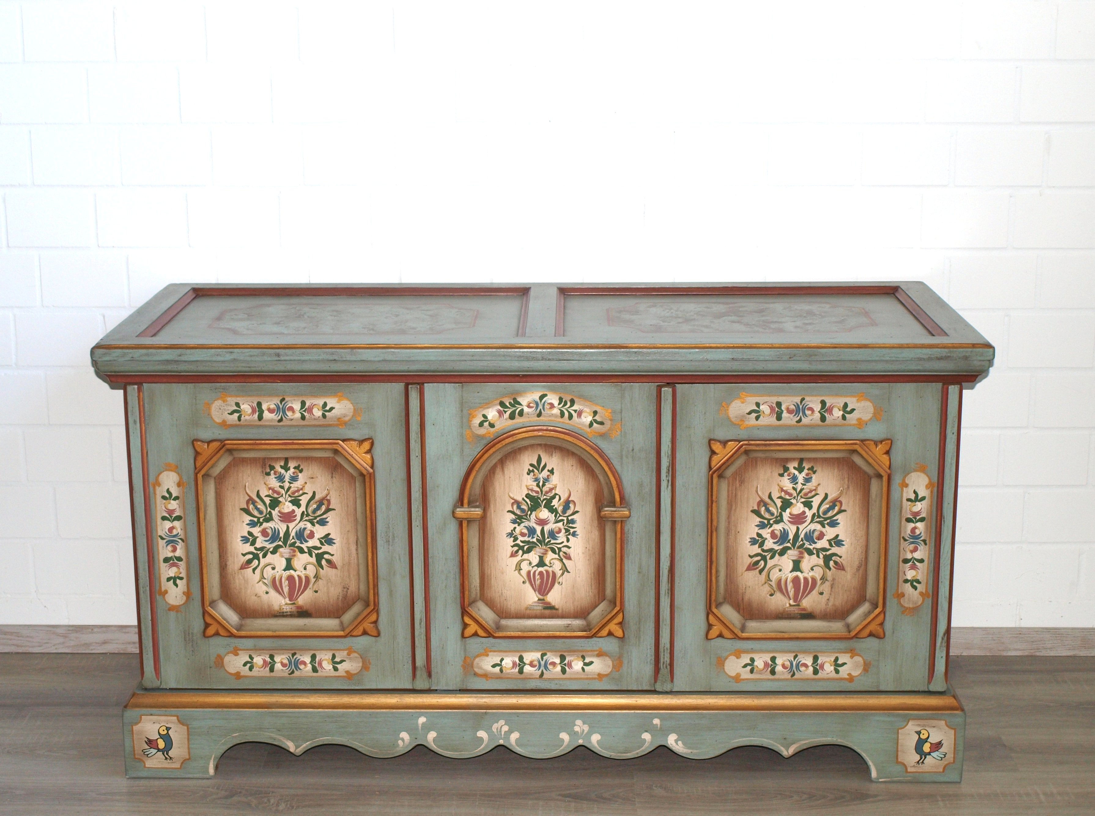 Truhe (Nr.1169) XXL Voglauer Anno 1700 altblau Fichte