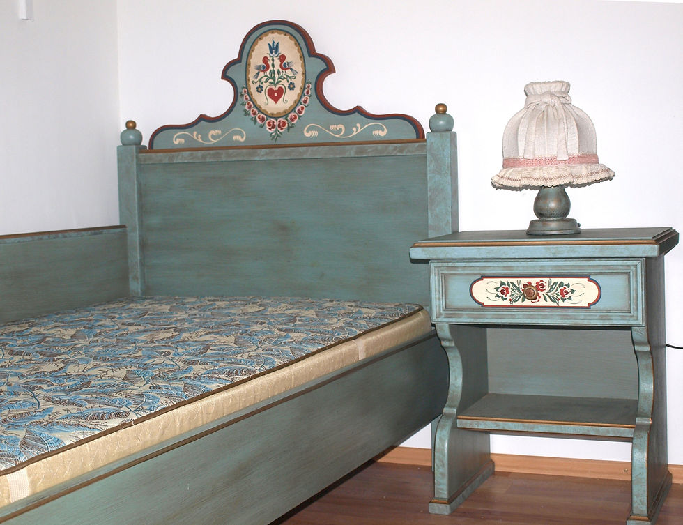 Miniaturbild: Bett (Nr.016) Voglauer  altblau teilmassiv