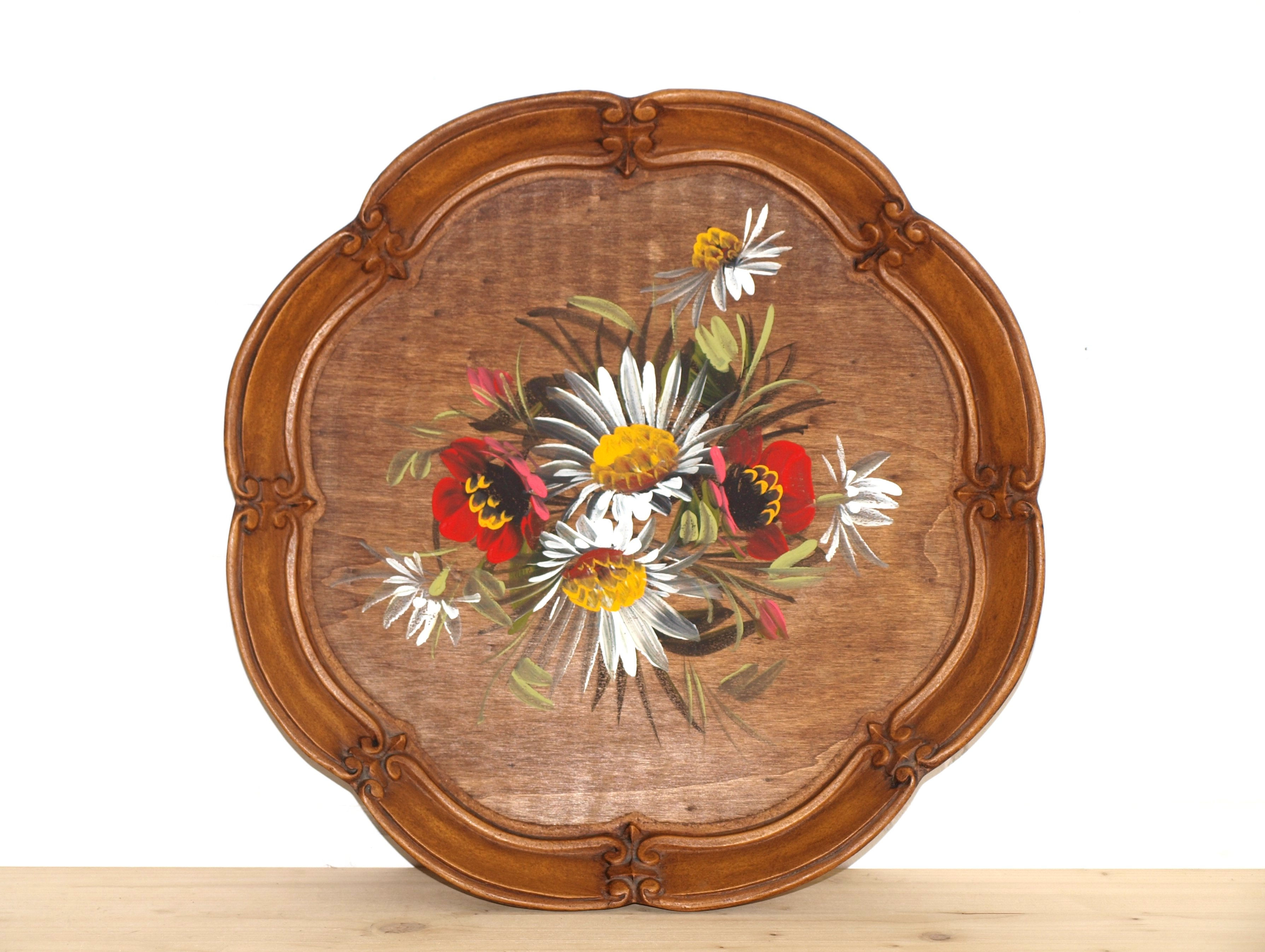 Deko (Nr.062) rundes Tablett massiv Holz
